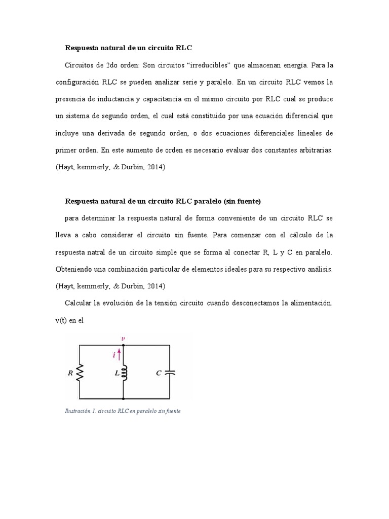 Respuesta Natural de Un Circuito RLC | PDF | Red eléctrica | Inductor