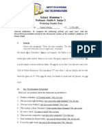 Subject: Grammar 1 Professor: Adolfo A. Sanjur C. Workshop Number Four