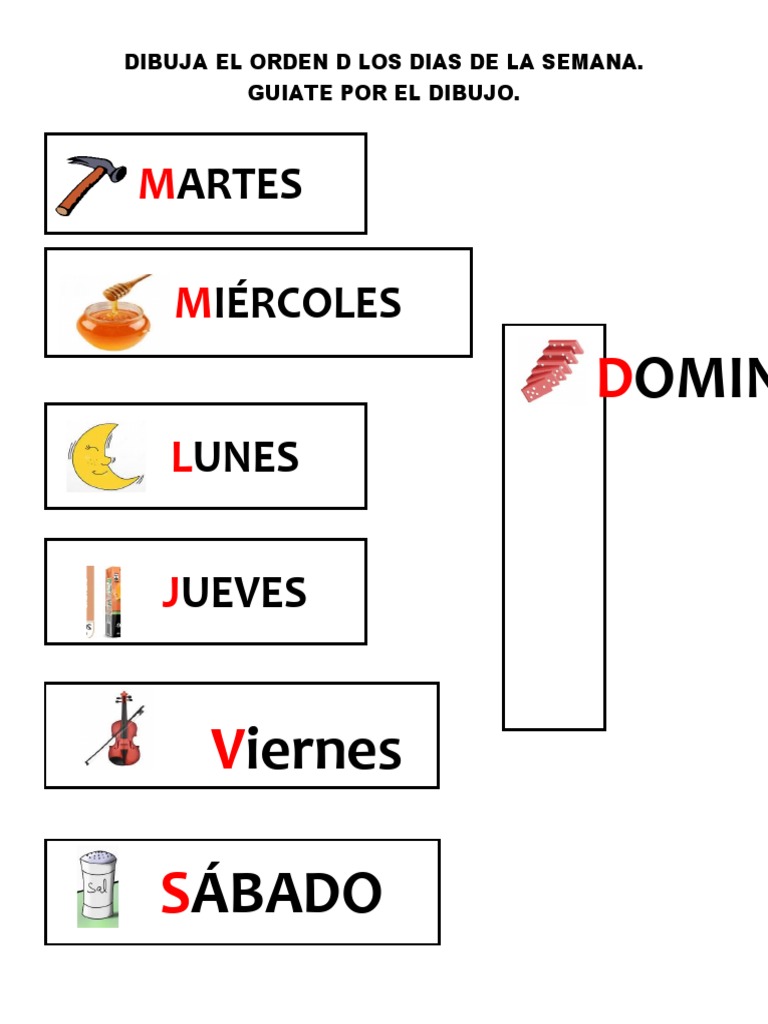 Dibujo del Orden de los Días de la Semana | PDF