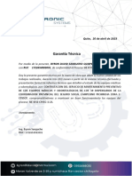 Garantía Técnica: Quito, 20 de Abril de 2023