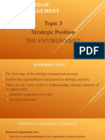 Topic 3 Strategic Position: The Environment