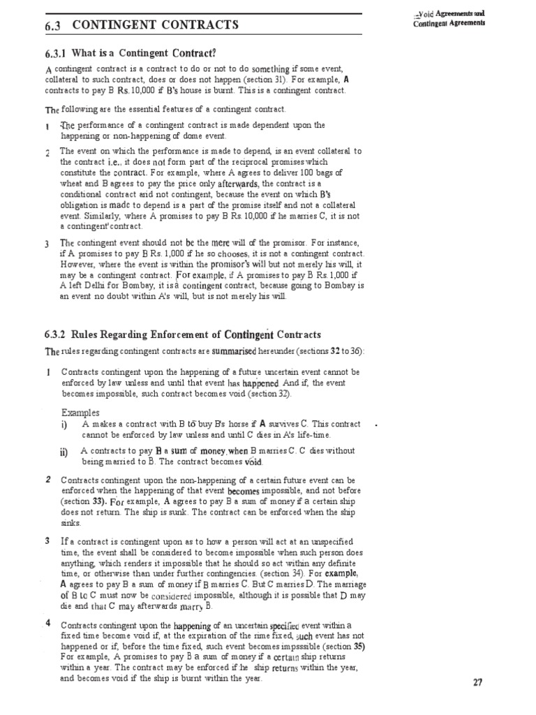 Understanding Contingent Contracts | PDF | Restraint Of Trade | Legal ...