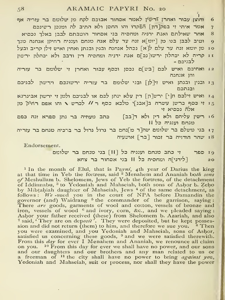 Aramaic Papyri of The Fifth Century BC PDF Passover