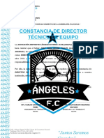 Constancia técnico equipo fútbol club