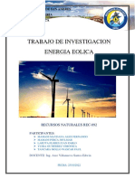 Trabajo de Investigacion Energia Eolica: Universidad Mayor de San Andres Facultad de Ingenieria Ingenieria Electrica