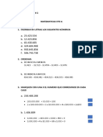 Trabajo Práctico de Matemáticas 5to A con problemas de numeración y cálculos