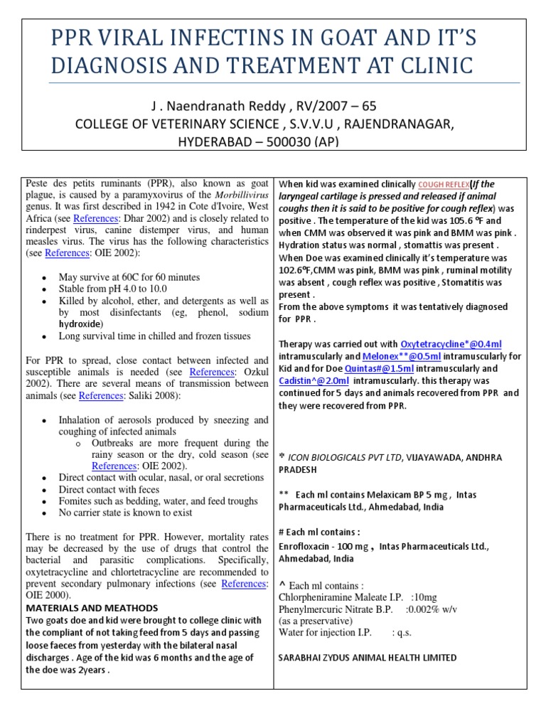 Goat PPR: Diagnosis & Treatment | PDF