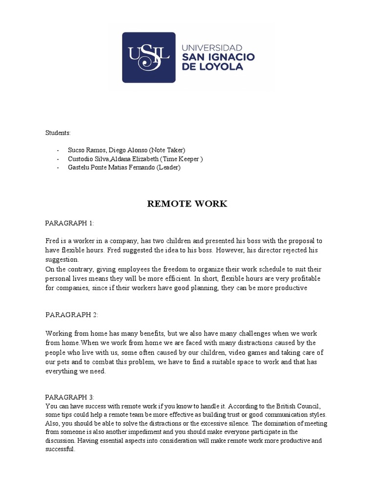 Benefits and Challenges of Remote Work | PDF | Art
