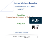 Optimization For Machine Learning: Lecture 12: Coordinate Descent, BCD, Altmin 6.881: MIT