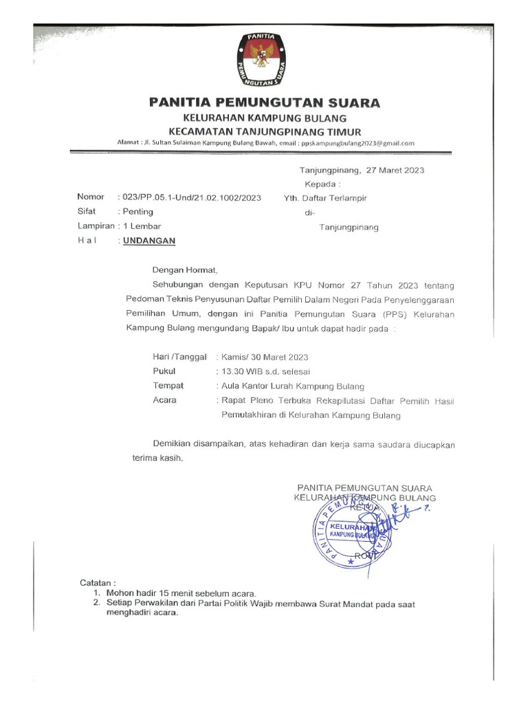 Undangan Rapat Pleno | PDF