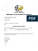 Ndwedwe Local Football Association player clearance certificate