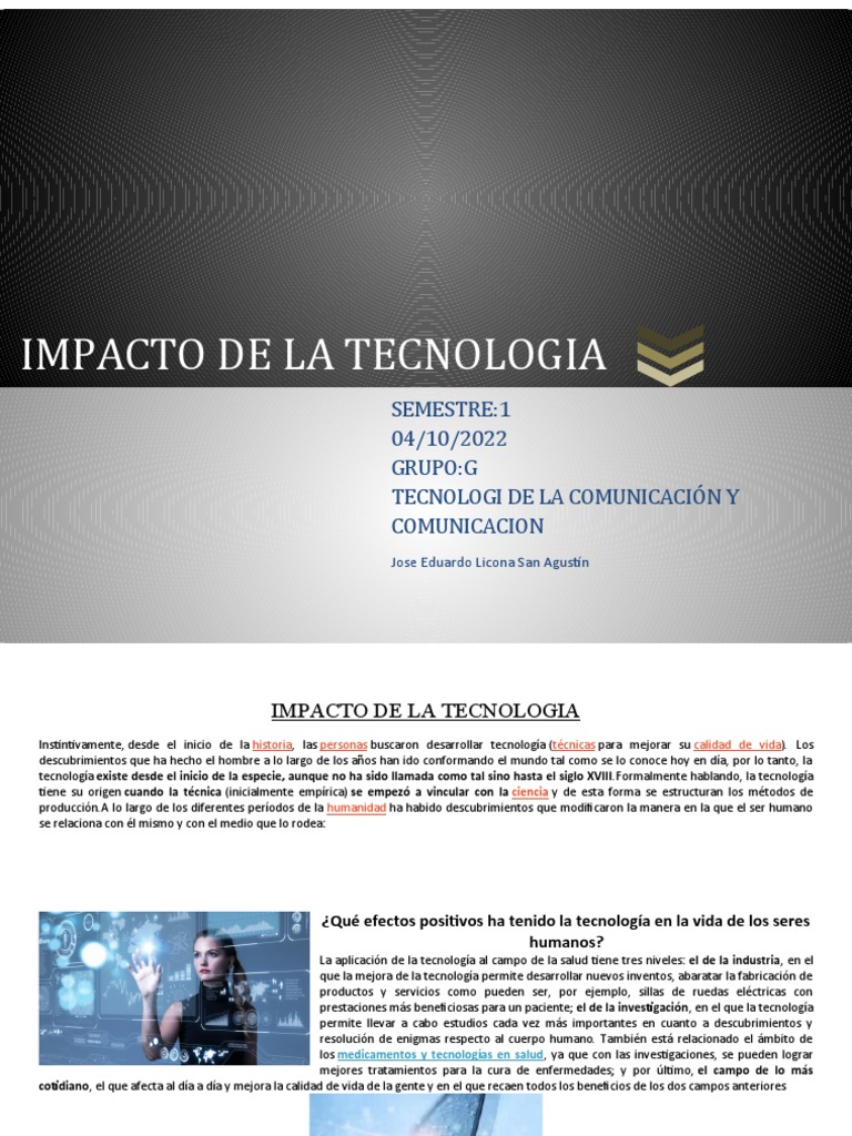 Impacto de la Tecnología en la Sociedad | PDF | Servicio de redes ...
