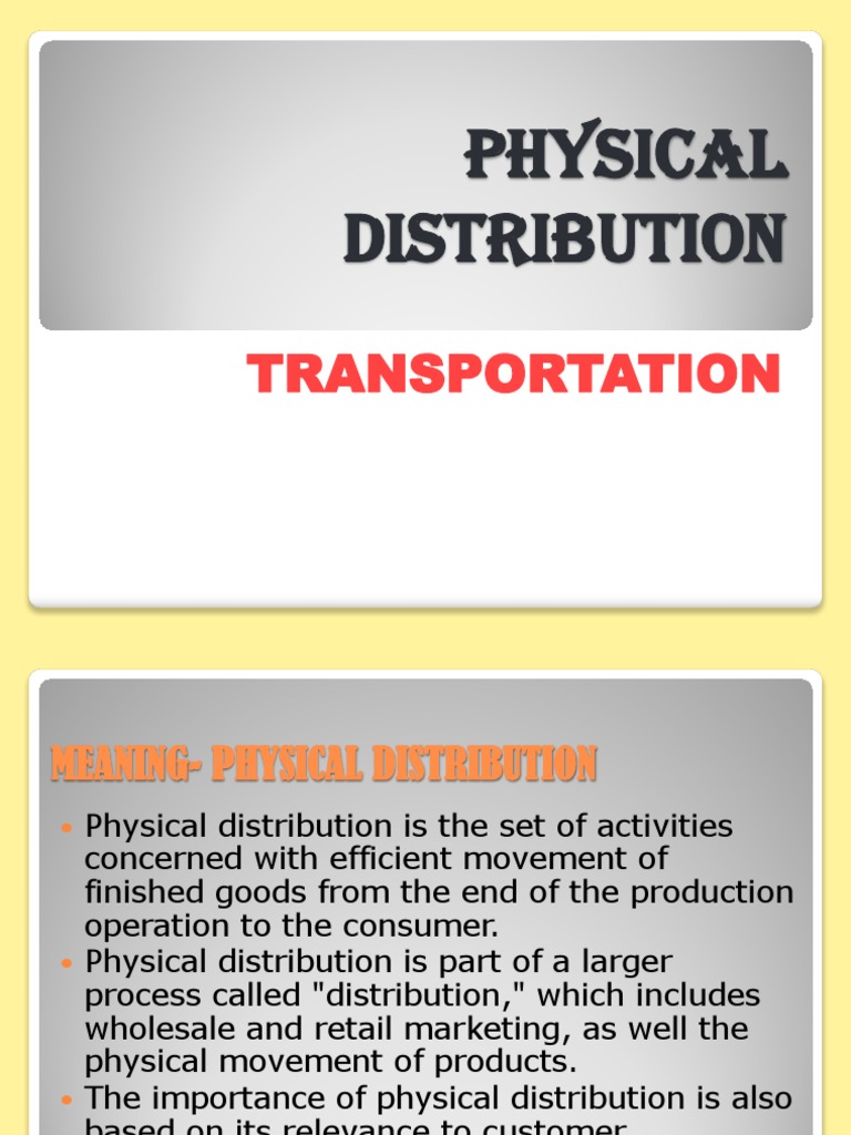 Understanding Physical Distribution Systems | PDF | Rail Transport ...