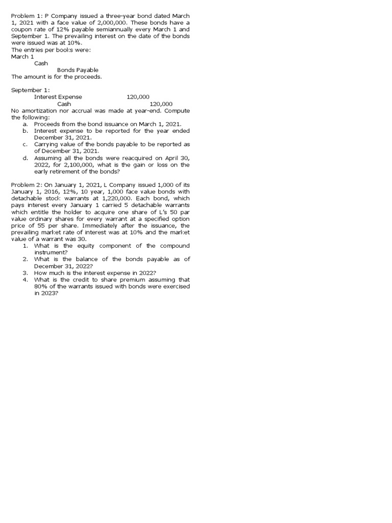 Problem 1 | PDF | Finance & Money Management