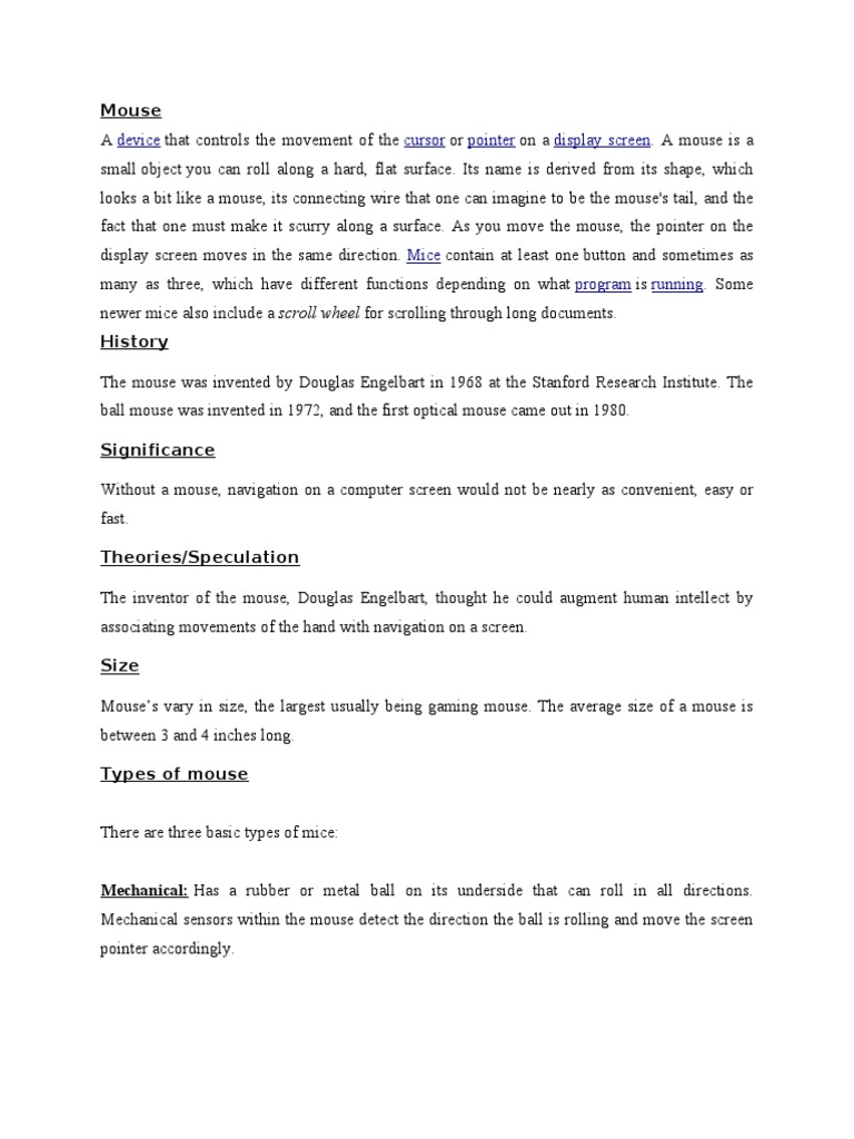 History and Functions of the Computer Mouse | PDF | Computers