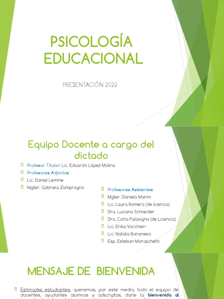 Programa de Psicología Educacional 2022 | PDF | Sicología | Enseñando