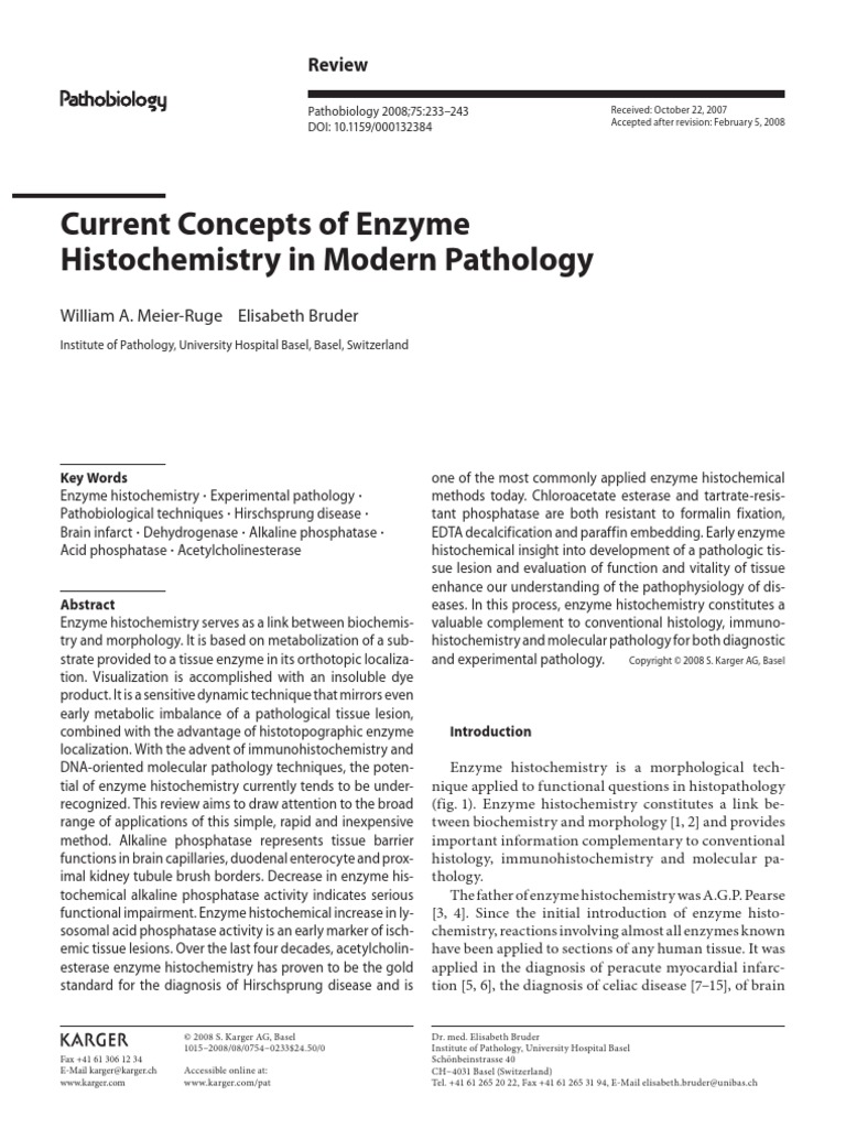 Current Concepts of Enzyme Histochemistry in Modern Pathology PDF