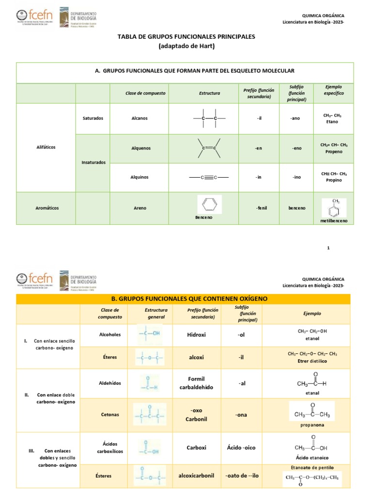 Tabla De Grupos Funcionales 2023 230411 082532 Pdf Química