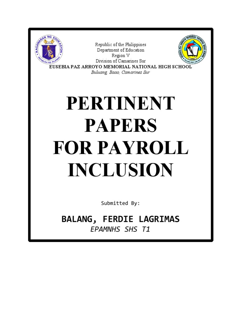 Pertinent Papers for Payroll Inclusion | PDF