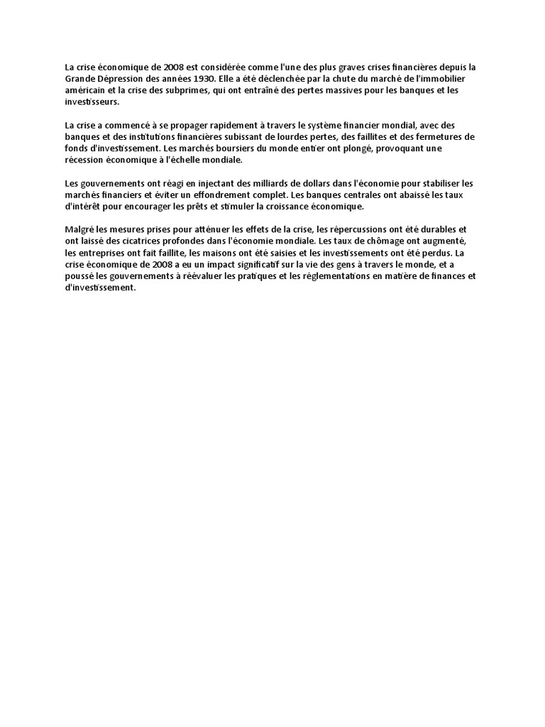 Impact de la crise économique de 2008 | PDF