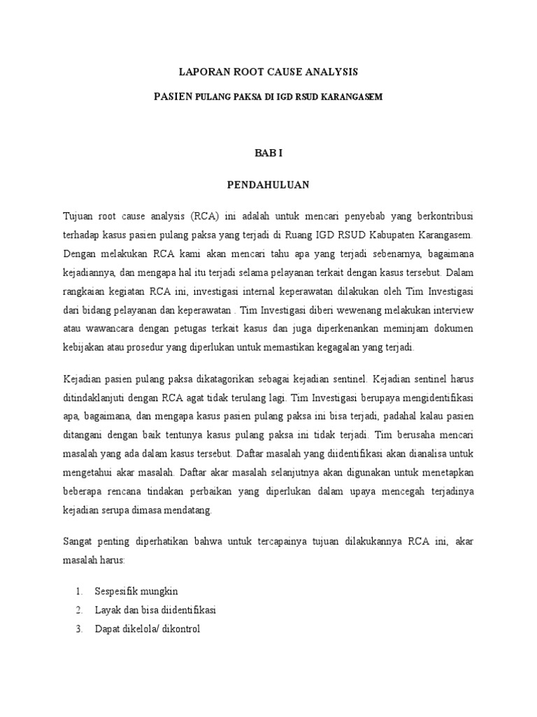 Laporan RCA Pasien Pulang Paksa IGD | PDF