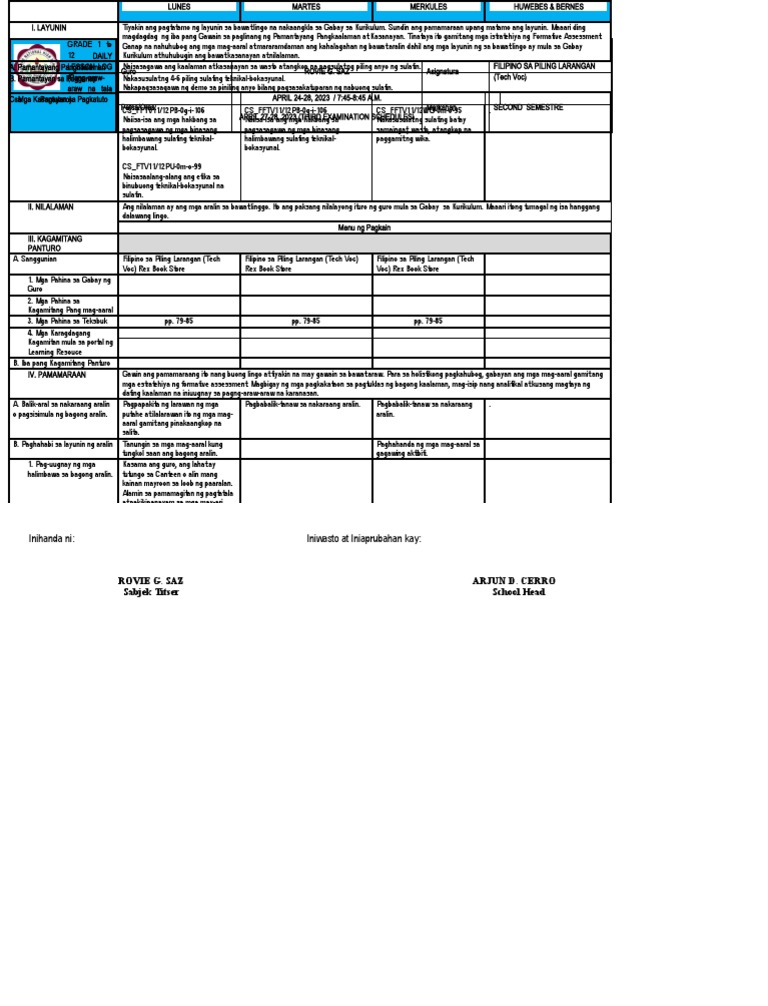 Filipino Sa Piling Larang Final Grade 12menu NG Pagkain Final | PDF