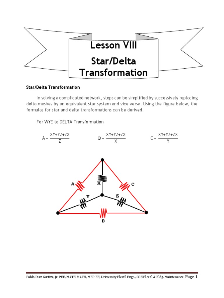 Lesson 8 Star Delta Transformation | PDF | Electrical Network | Electricity