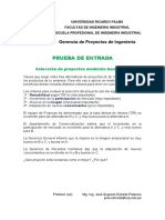 Prueba de Entrada: Gerencia de Proyectos de Ingeniería