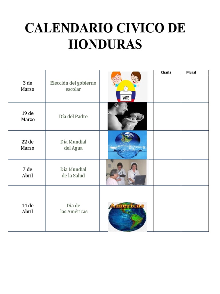 Calendario civico de honduras 2024 pdf image to u