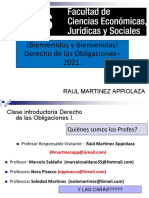 ¡Bienvenidos y Bienvenidas! Derecho de Las Obligaciones - 2021