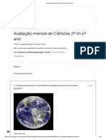 Avaliação Mensal de Ciências 2º Tri 6º Ano