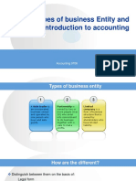Types of Business Entity and Introduction To Accounting