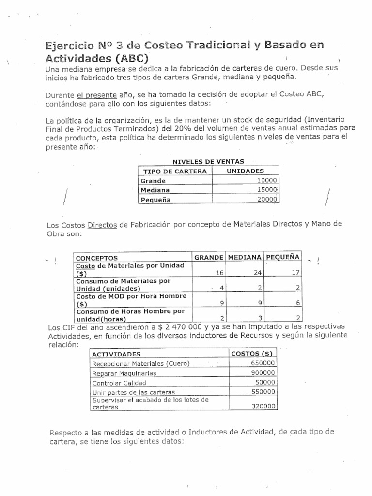Ejercicios No. 1,2 y 3 de Costeo Tradicional ABC | PDF
