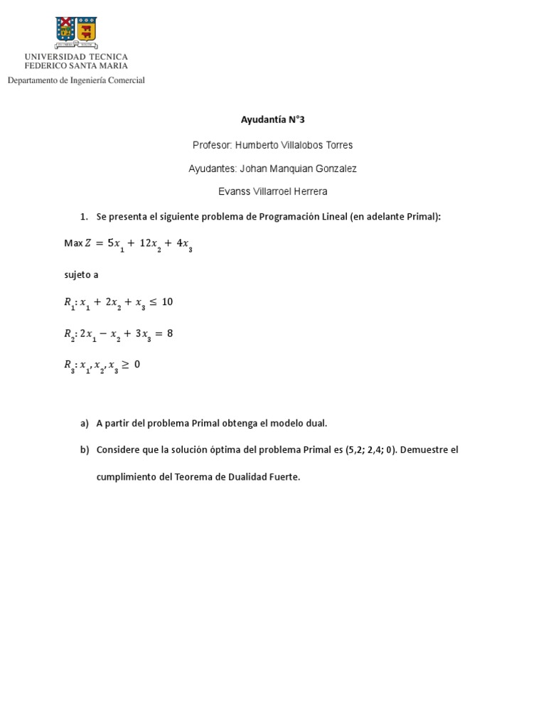 Ayudant a 3 pauta pdf ecuaciones programaci n lineal