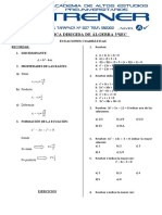 Práctica Dirigida de Álgebra 3ºsec: Ecuaciones Cuadráticas
