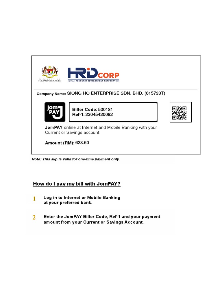 JomPAY Instructions for Siong Ho Enterprise | PDF | Finance & Money ...