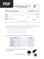 Teste Diagnostico 7 Ano EVT