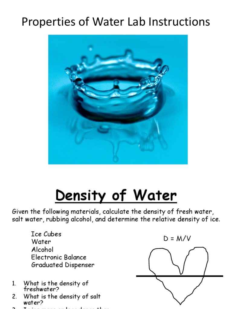 Properties of Water Lab Instructions PDF