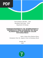 Dimensionamento de Bombeamento Hidráulico para Elevação de Água Alimentado Por Energia Solar Fotovoltaica