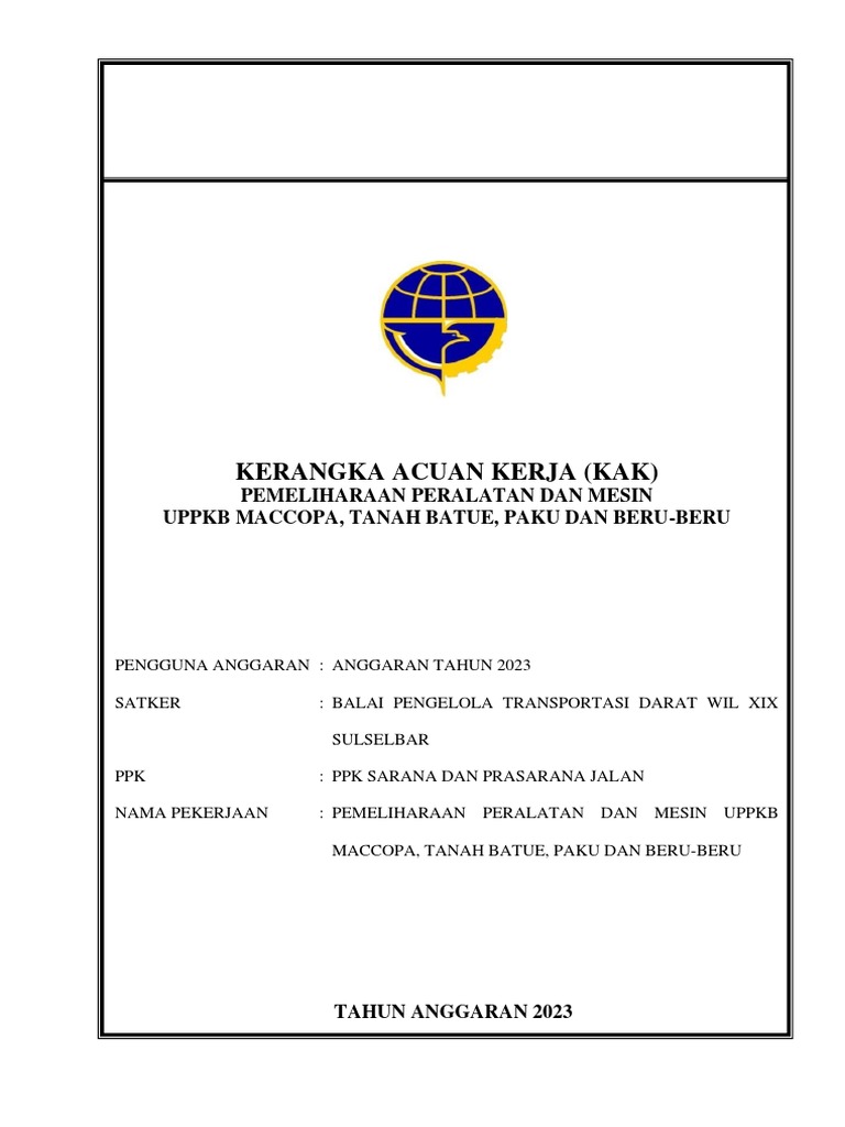 Pemeliharaan UPPKB Maccopa 2023 | PDF