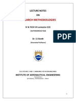 Research Methodologies: Lecture Notes ON