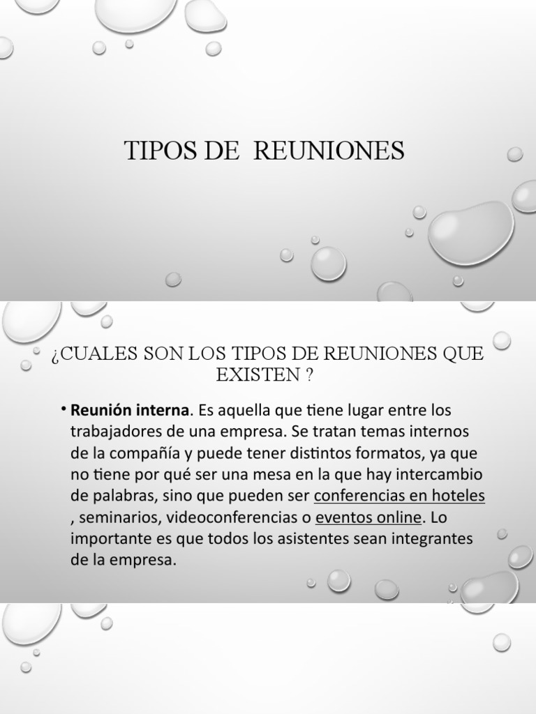 Tipos de Reuniones en Empresas | PDF