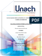 Oganizaciones Internacionales: Facultad de Cienicas Políticas Y Administrativas Carrera de Derecho