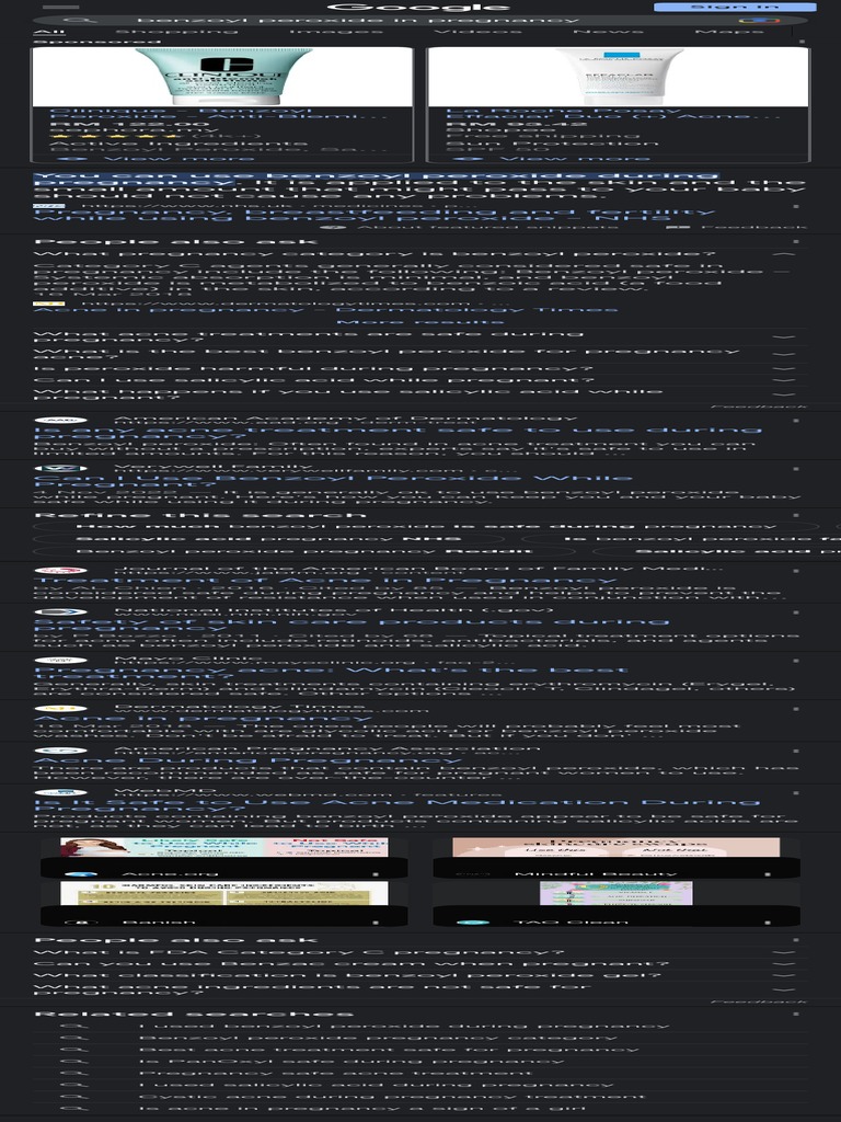 Benzoyl Peroxide in Pregnancy Google Search PDF Dermatology