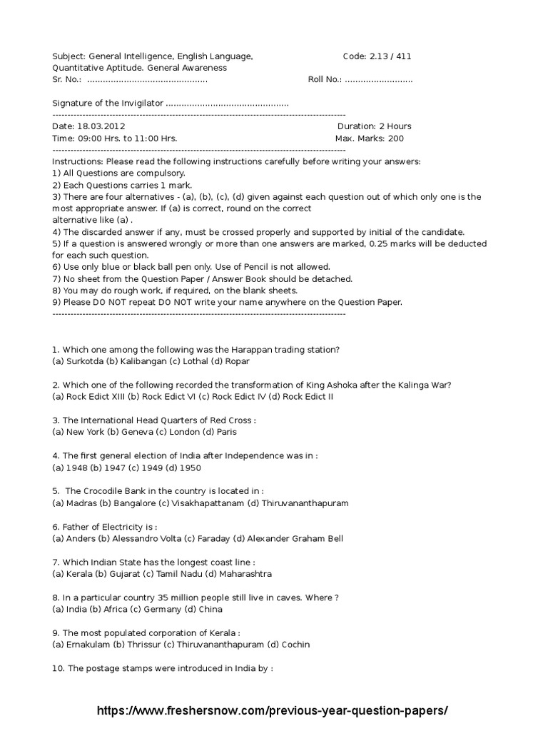 Aptitude and General Knowledge Practice Test | PDF | Area