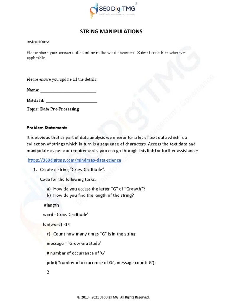 String Manipulation Problem Statement | PDF | String (Computer Science ...
