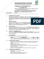 Termino de Referencia CN: 00160-2023: Municipalidad Distrital de Pachia