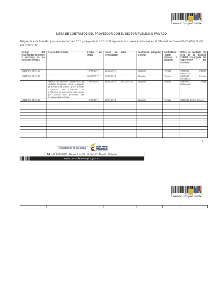 Formato - de - Experiencia - 1 SECOP | PDF