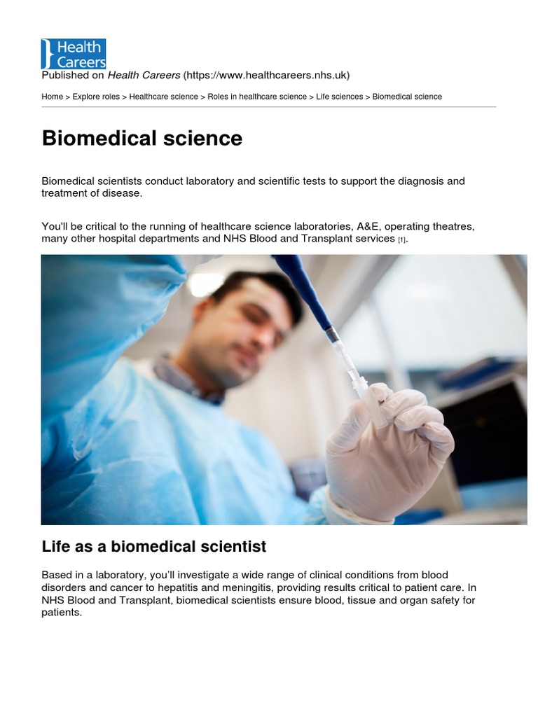 Health Careers Biomedical Science 20230403 PDF Academic Degree Patient