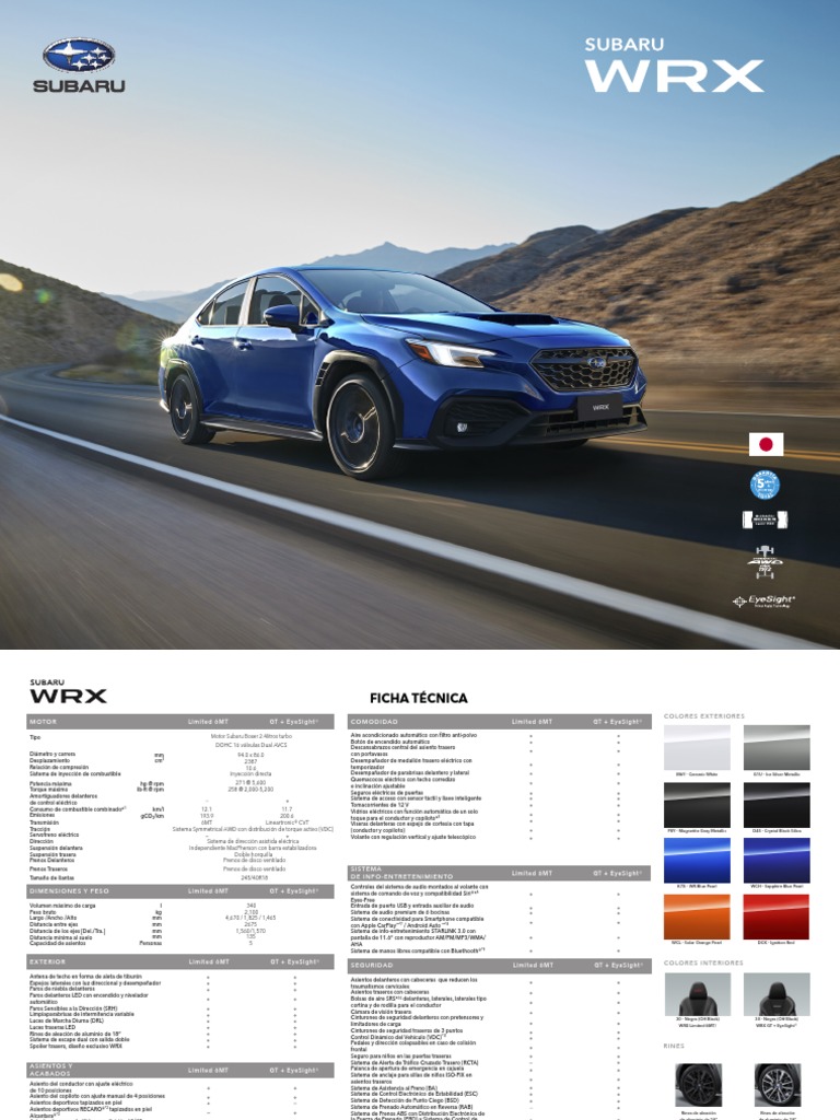 Ficha Tecnica WRX | PDF | Vehículo de motor | Tecnología de vehículos